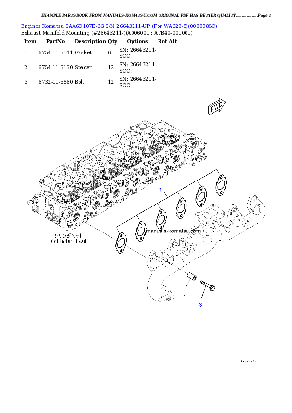Protected: SAA6D107E-3G S/N 26643211-UP (For WA320-8) Partsbook