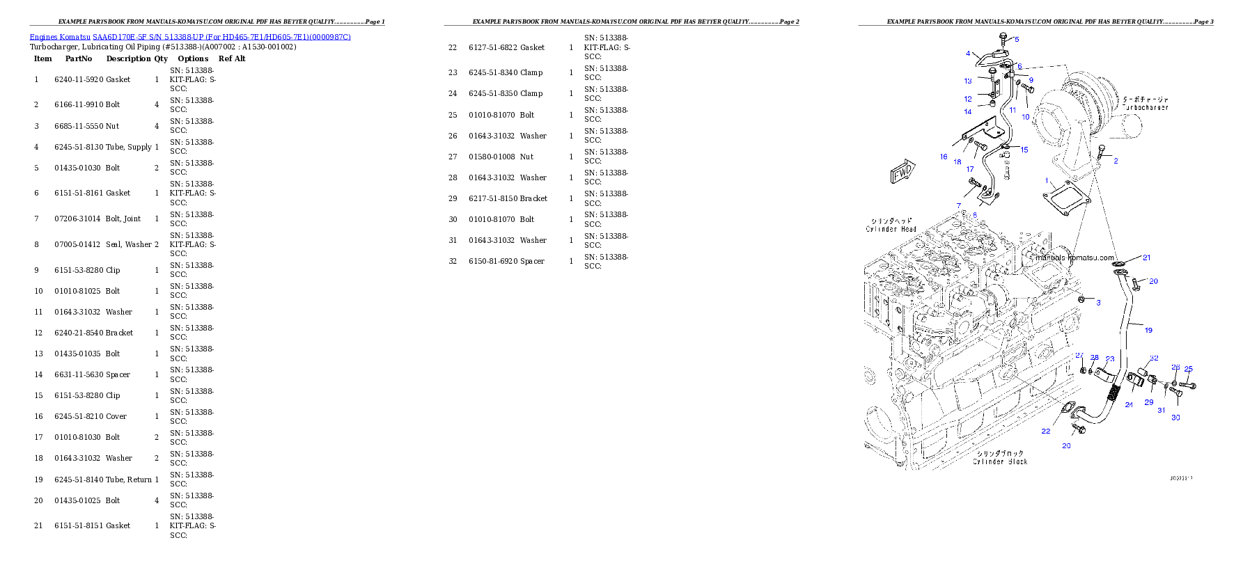 Protected: SAA6D170E-5F S/N 513388-UP (For HD465-7E1/HD605-7E1) Partsbook