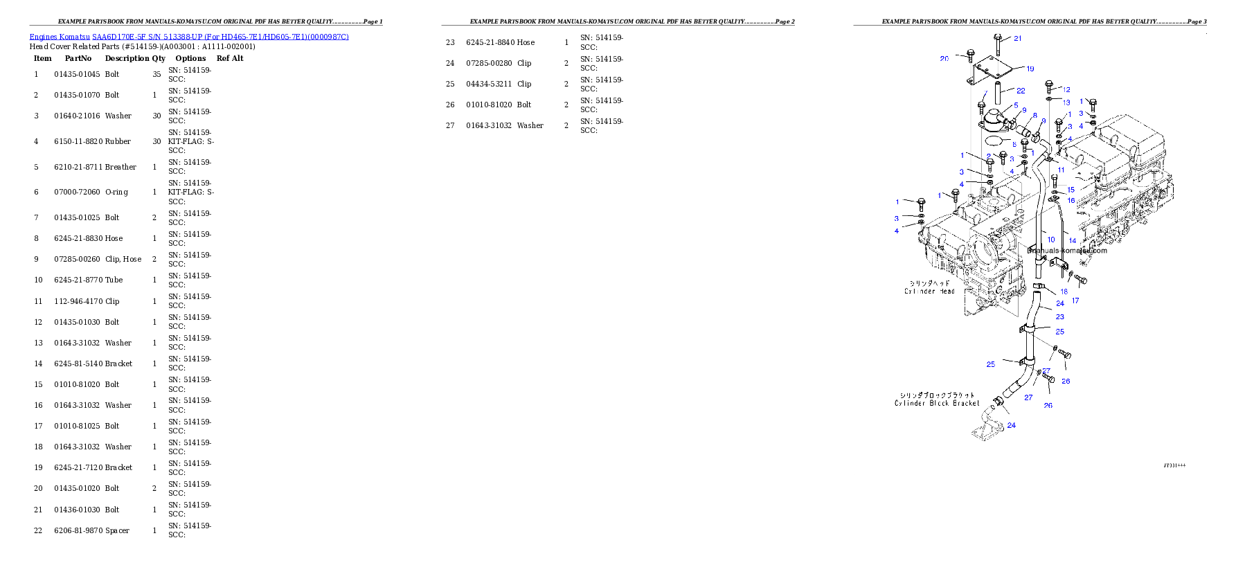 Protected: SAA6D170E-5F S/N 513388-UP (For HD465-7E1/HD605-7E1) Partsbook