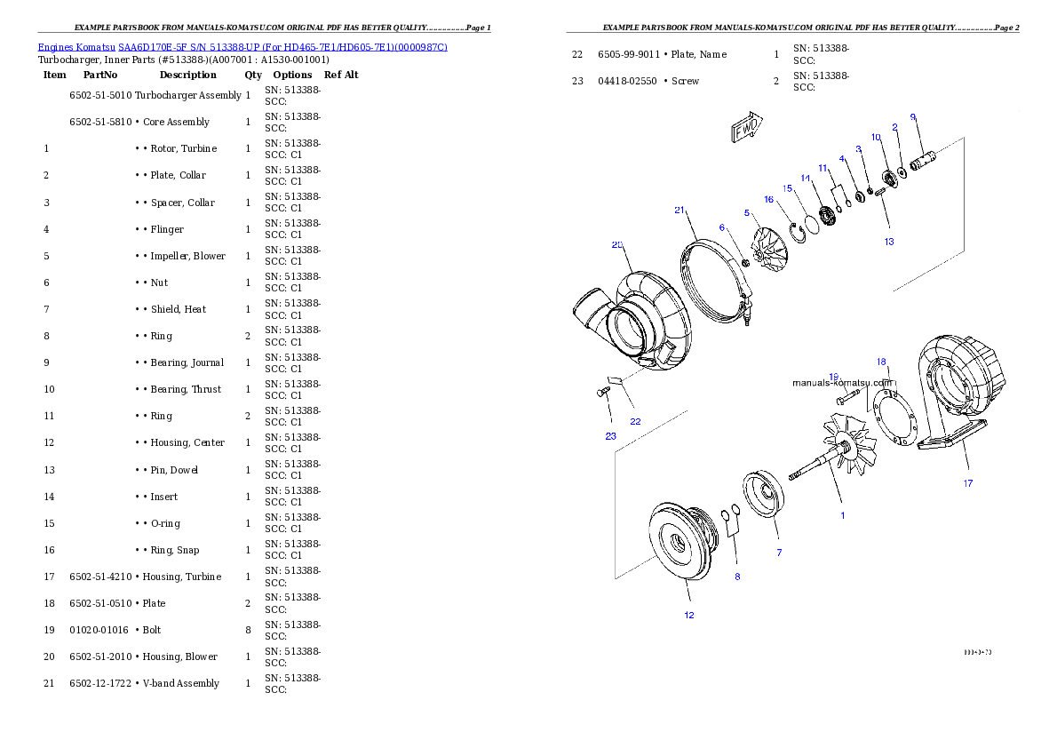 Protected: SAA6D170E-5F S/N 513388-UP (For HD465-7E1/HD605-7E1) Partsbook