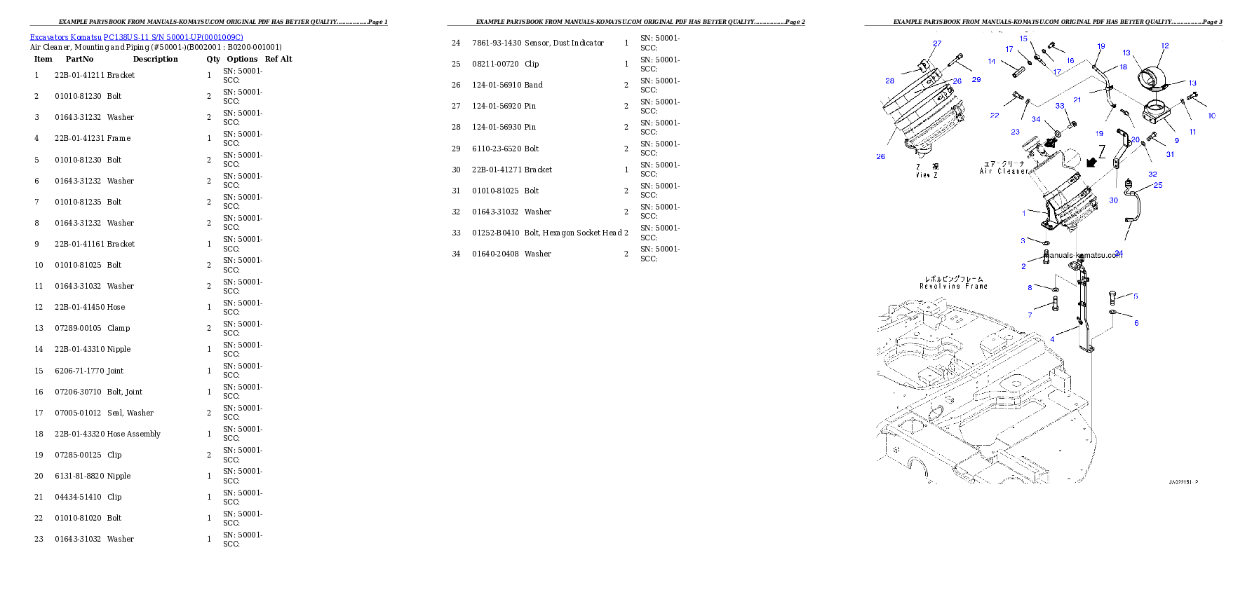 Protected: PC138US-11 S/N 50001-UP Partsbook