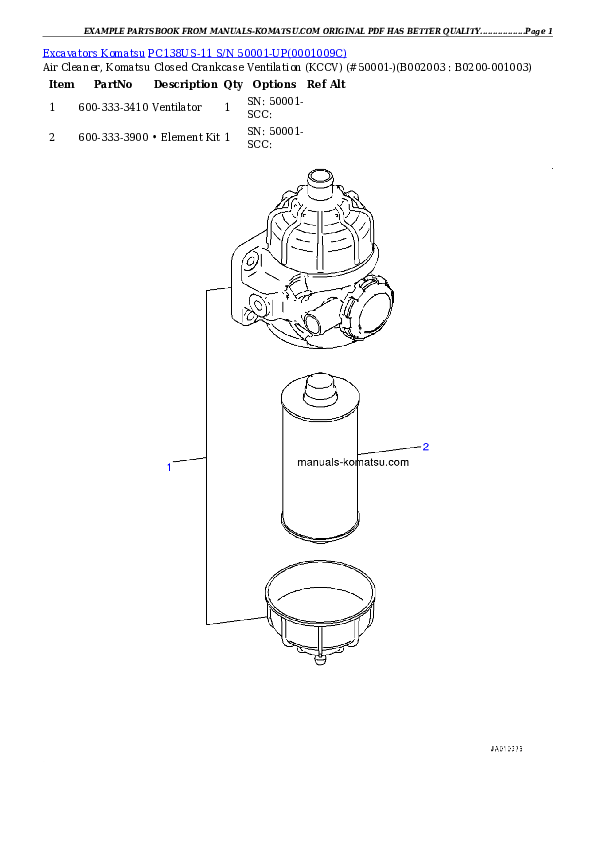 Protected: PC138US-11 S/N 50001-UP Partsbook