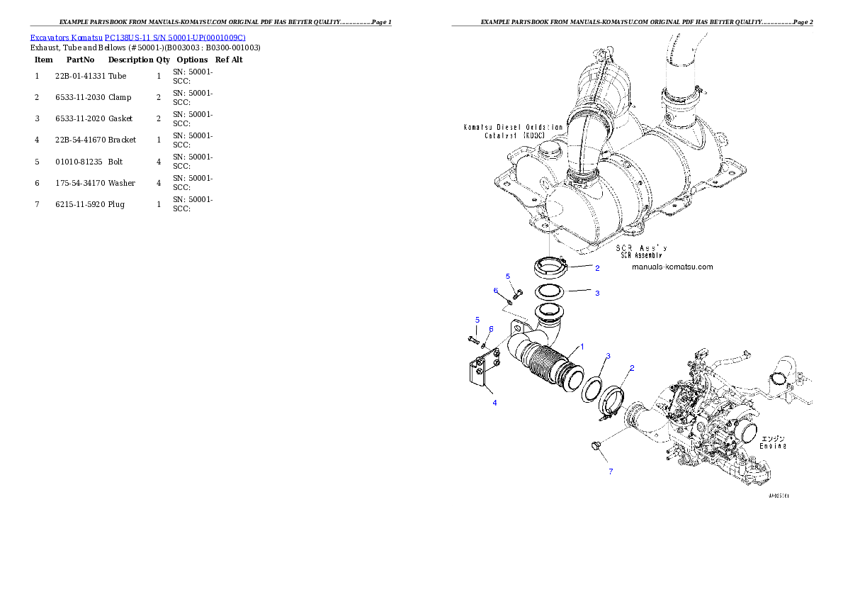 Protected: PC138US-11 S/N 50001-UP Partsbook