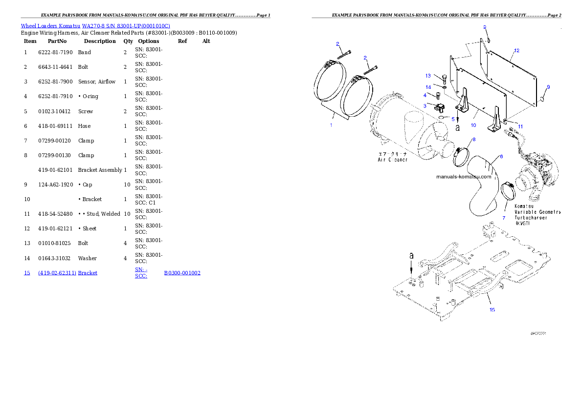 Protected: WA270-8 S/N 83001-UP Partsbook
