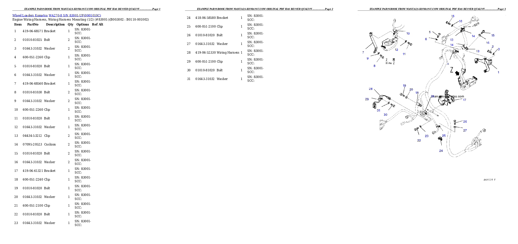 Protected: WA270-8 S/N 83001-UP Partsbook