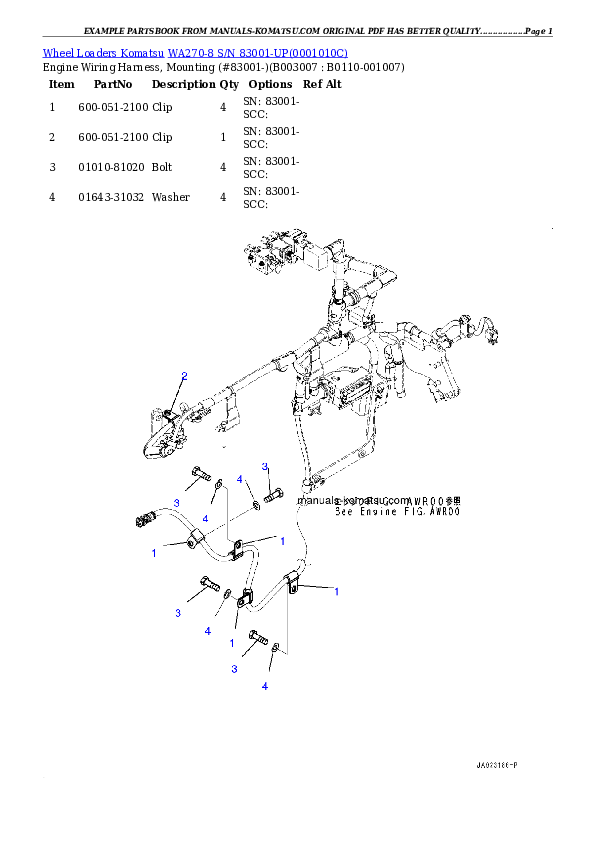 Protected: WA270-8 S/N 83001-UP Partsbook