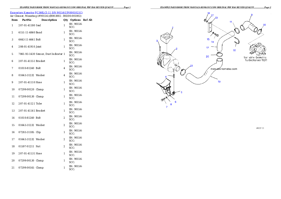 Protected: PC360LCI-11 S/N 90156-UP (For KAL) Partsbook