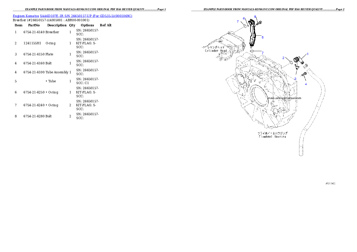 Protected: SAA6D107E-1R S/N 26650157-UP (For GD535-5) Partsbook