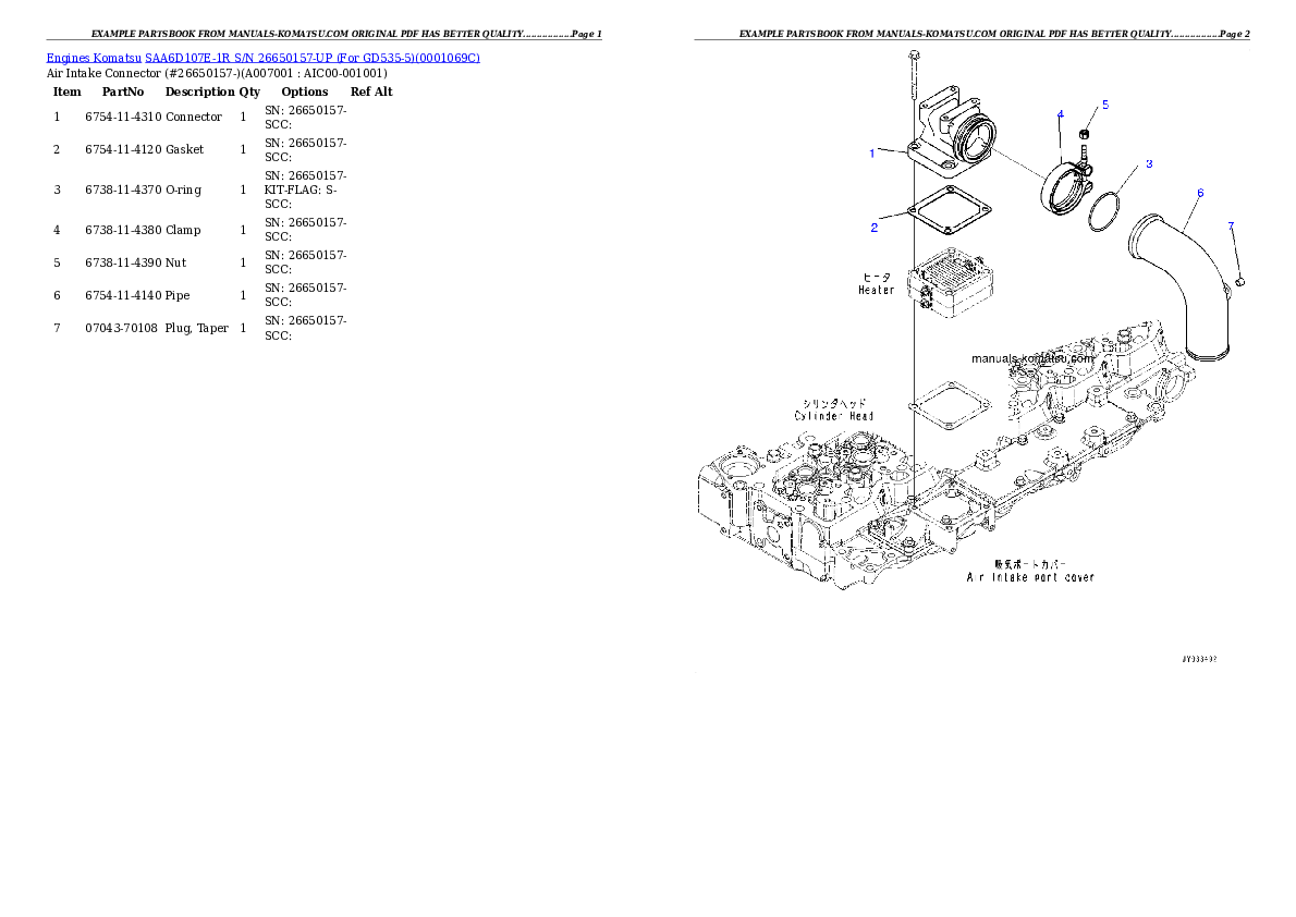 Protected: SAA6D107E-1R S/N 26650157-UP (For GD535-5) Partsbook