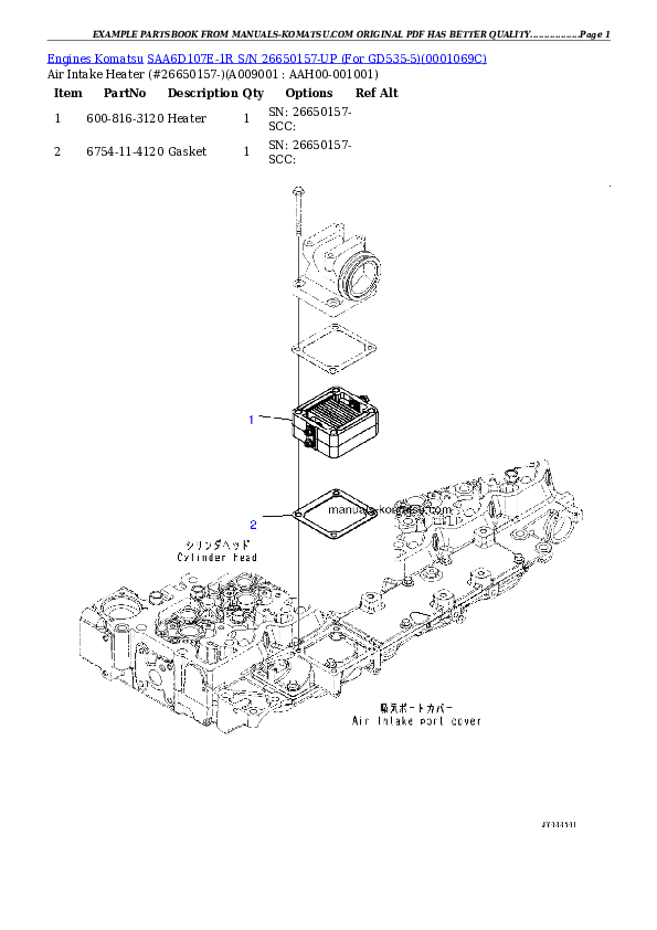 Protected: SAA6D107E-1R S/N 26650157-UP (For GD535-5) Partsbook