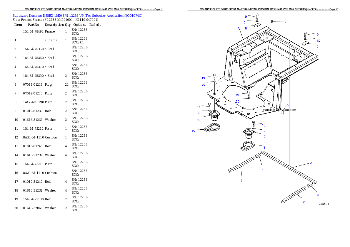Protected: D85EX-15E0 S/N 12256-UP (For Subsoiler Application) Partsbook