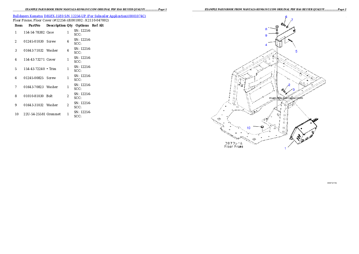 Protected: D85EX-15E0 S/N 12256-UP (For Subsoiler Application) Partsbook