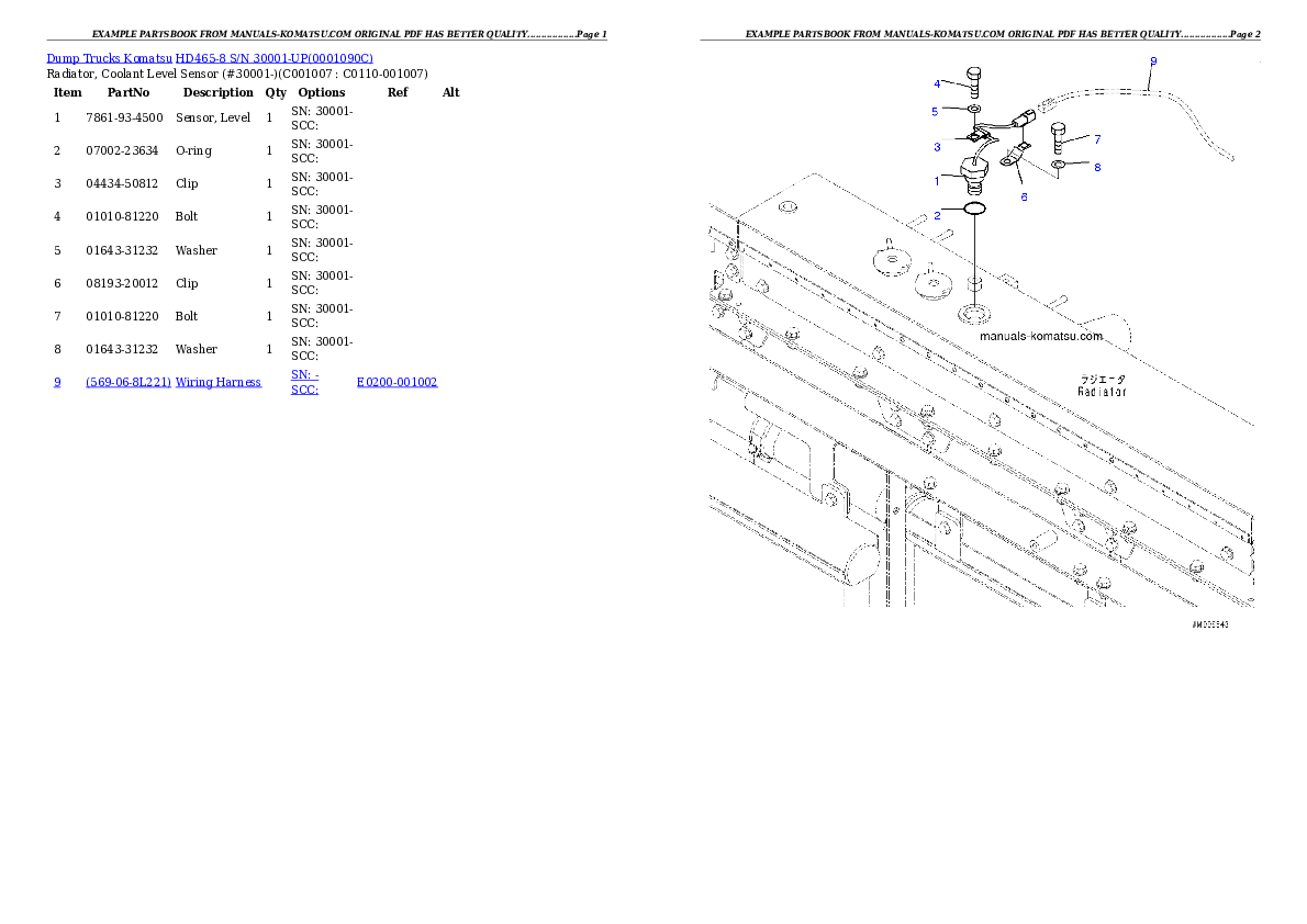 Protected: HD465-8 S/N 30001-UP Partsbook