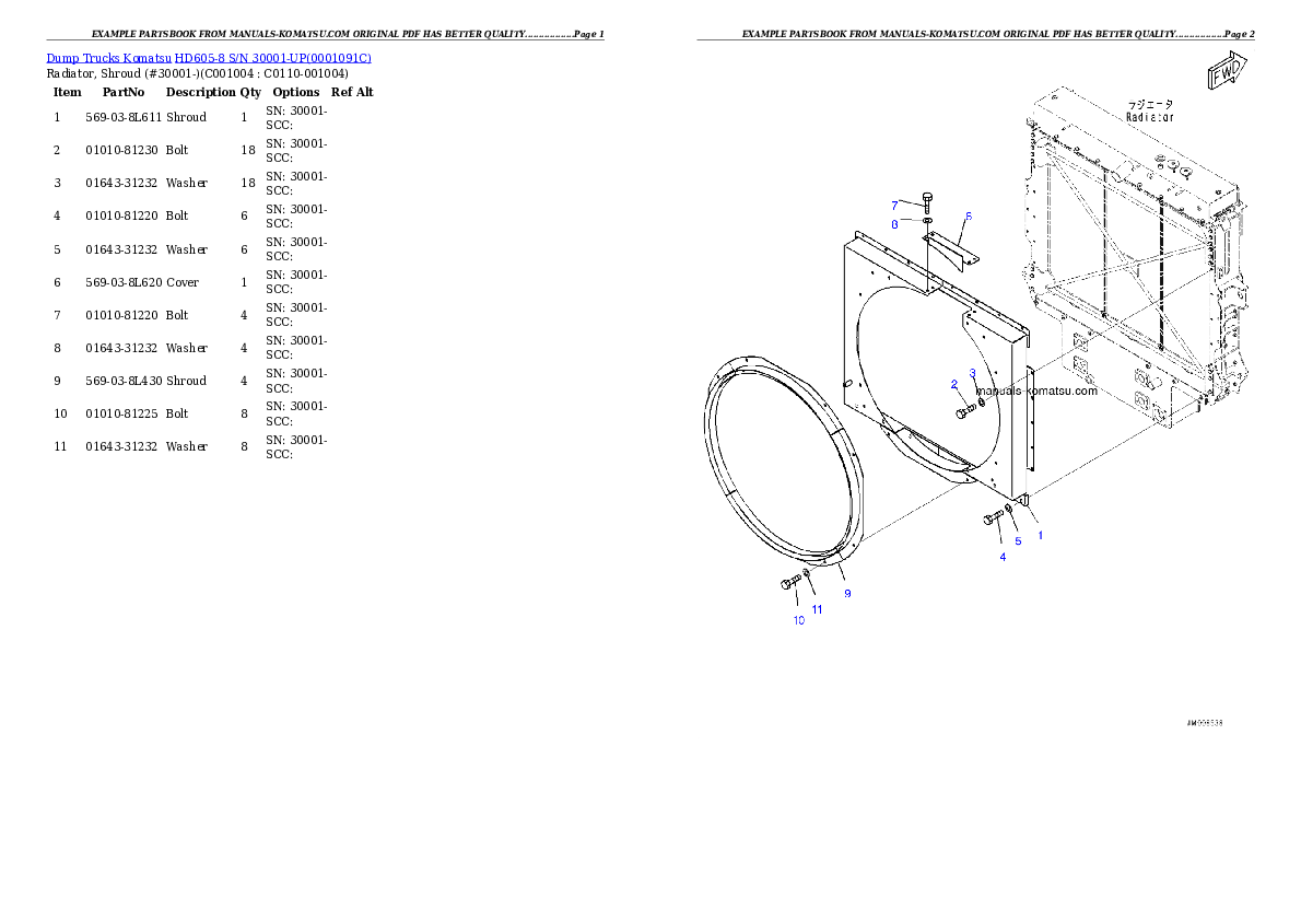 Protected: HD605-8 S/N 30001-UP Partsbook
