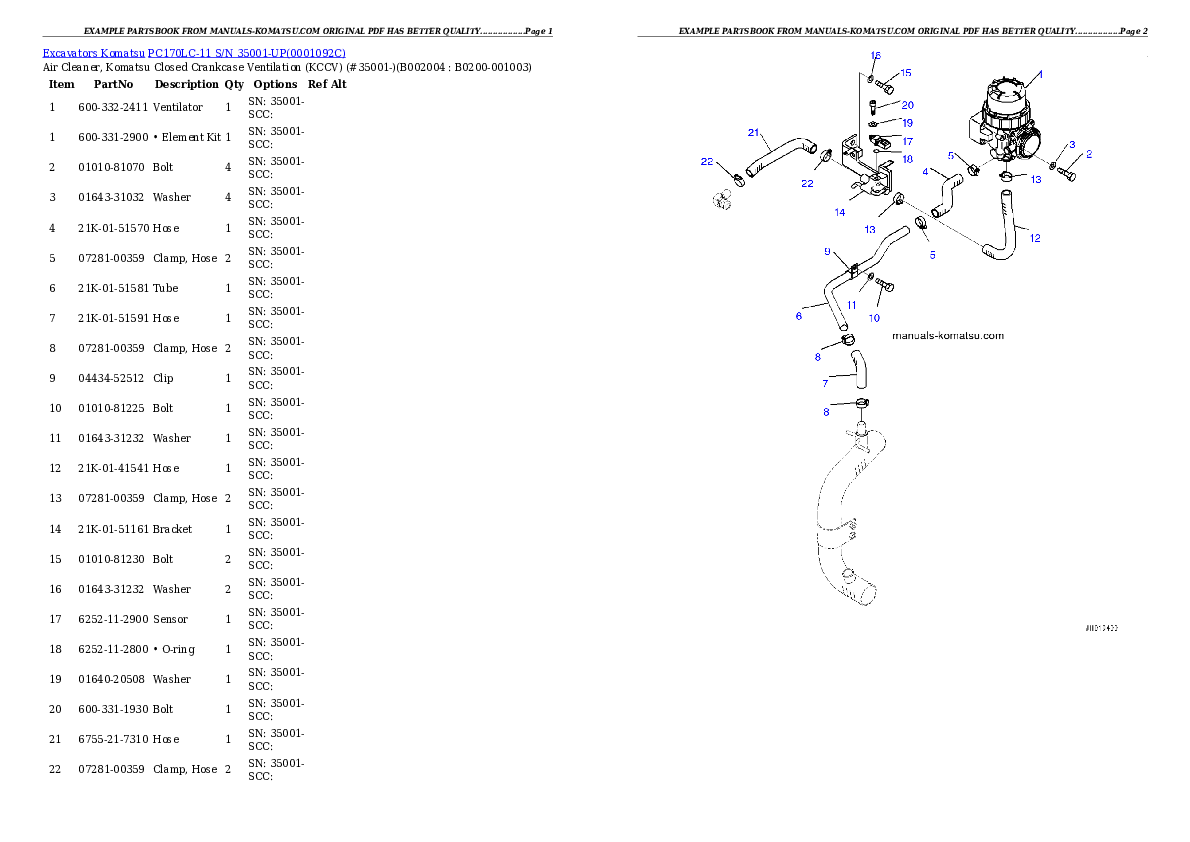 Protected: PC170LC-11 S/N 35001-UP Partsbook