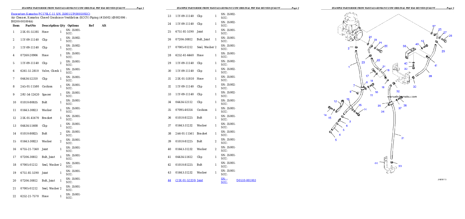 Protected: PC170LC-11 S/N 35001-UP Partsbook