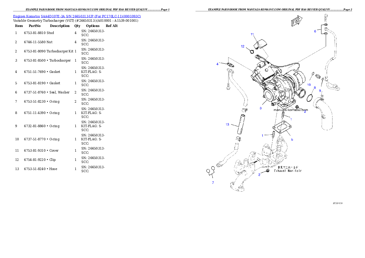 Protected: SAA4D107E-3A S/N 26650313-UP (For PC170LC-11) Partsbook