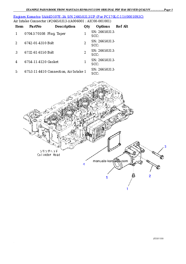Protected: SAA4D107E-3A S/N 26650313-UP (For PC170LC-11) Partsbook