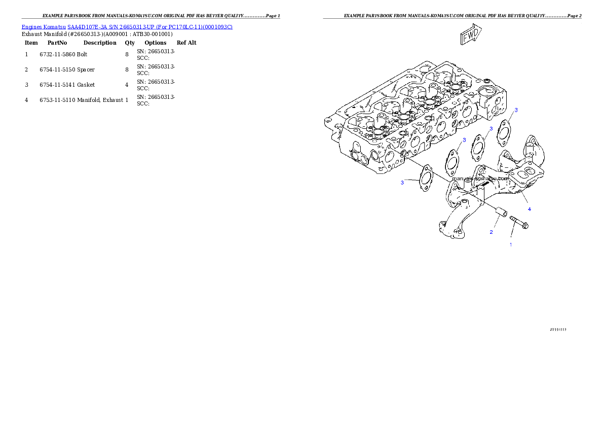 Protected: SAA4D107E-3A S/N 26650313-UP (For PC170LC-11) Partsbook