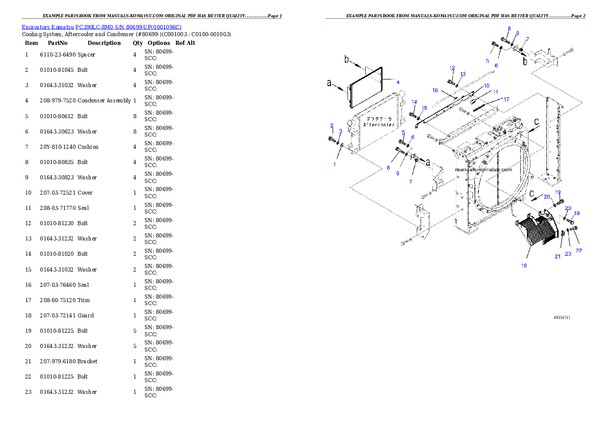 Protected: PC390LC-8M0 S/N 80699-UP Partsbook