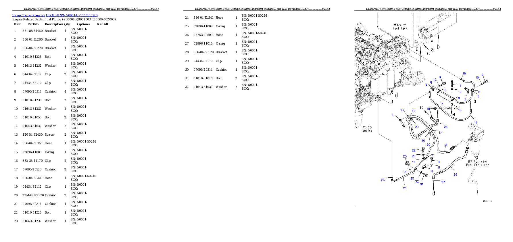 HD325-8 S/N 50001-UP Partsbook