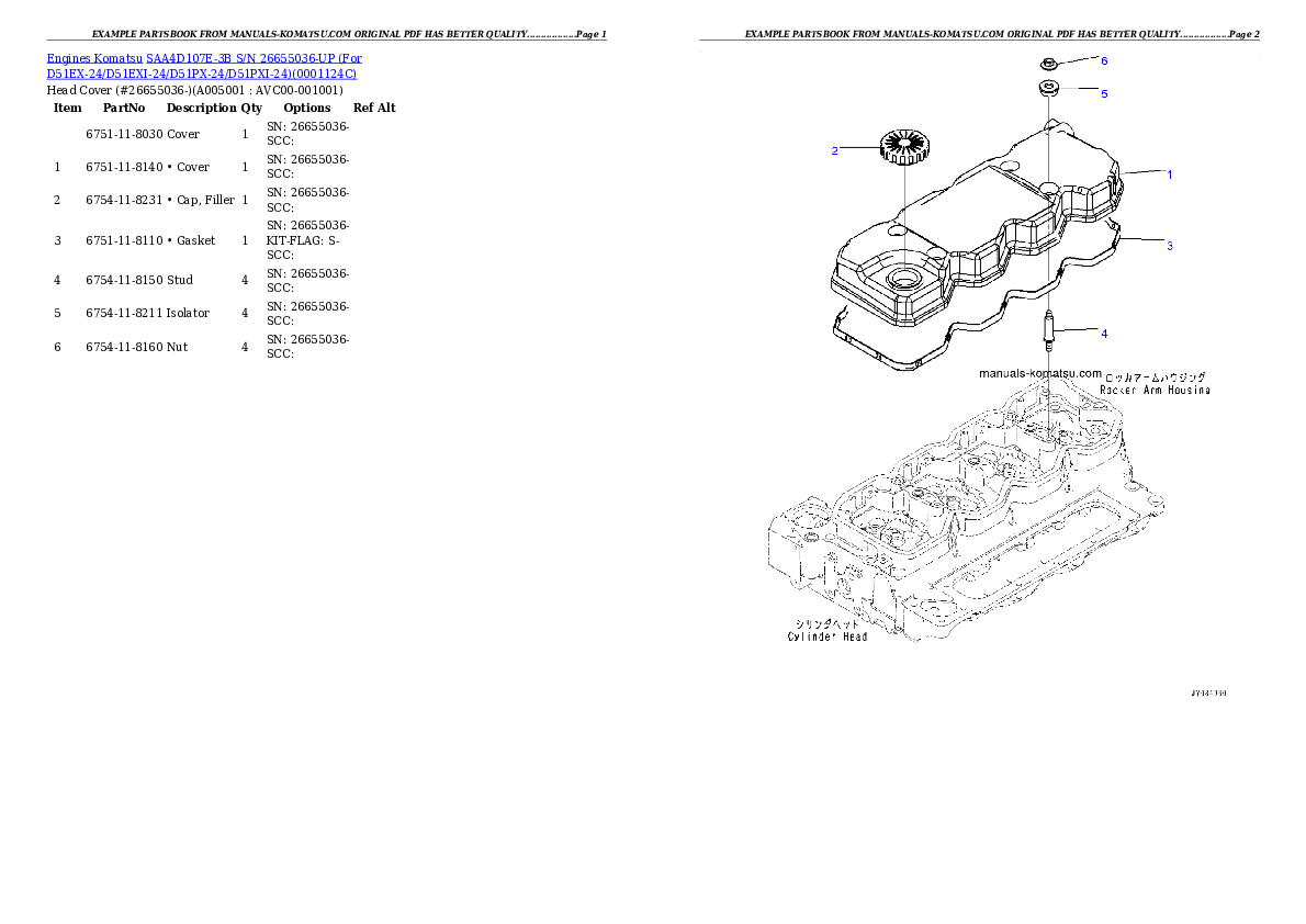Protected: SAA4D107E-3B S/N 26655036-UP (For D51EX-24/D51EXI-24/D51PX-24/D51PXI-24) Partsbook