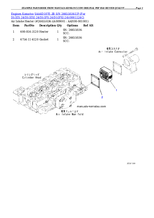 Protected: SAA4D107E-3B S/N 26655036-UP (For D51EX-24/D51EXI-24/D51PX-24/D51PXI-24) Partsbook