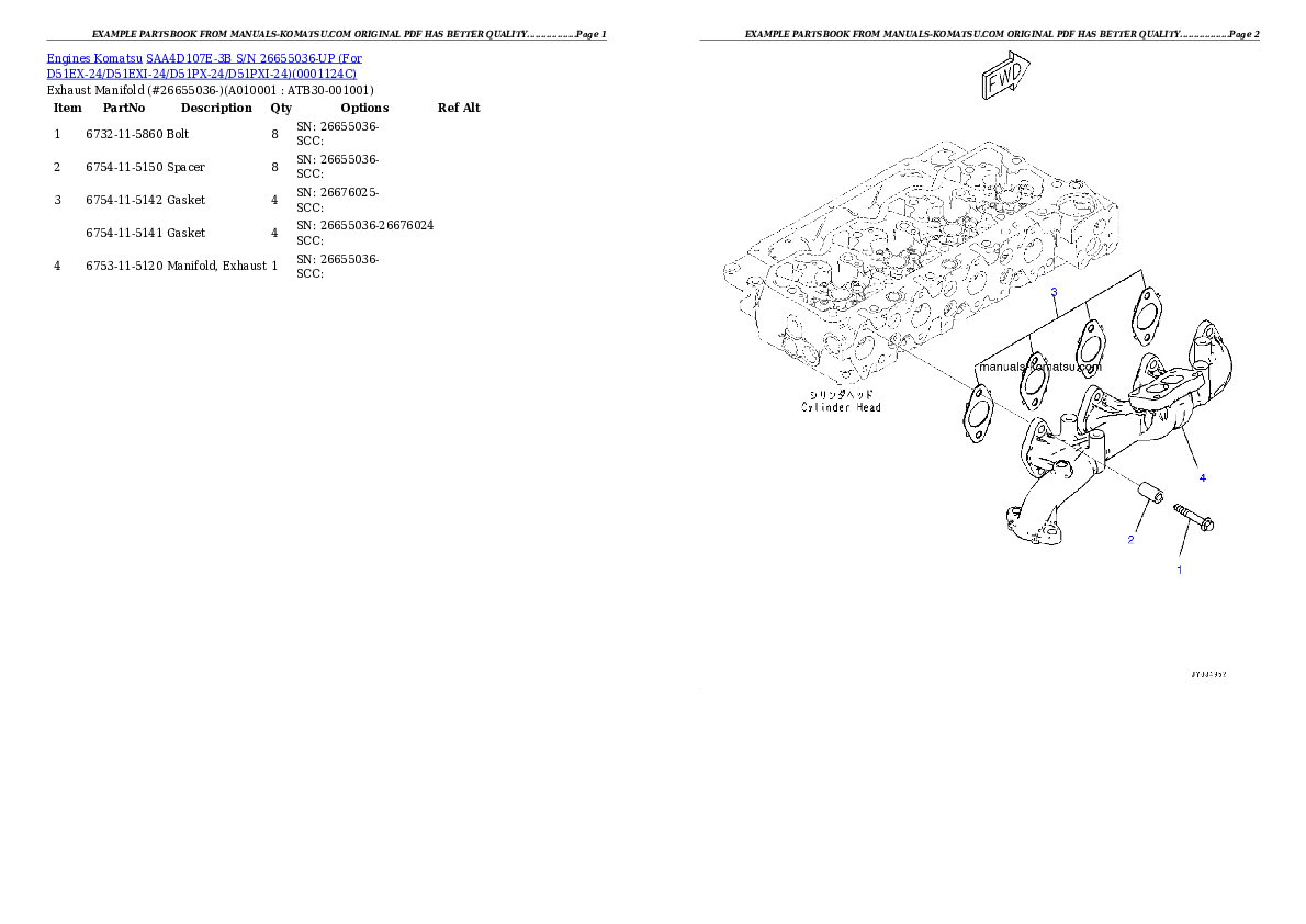 Protected: SAA4D107E-3B S/N 26655036-UP (For D51EX-24/D51EXI-24/D51PX-24/D51PXI-24) Partsbook