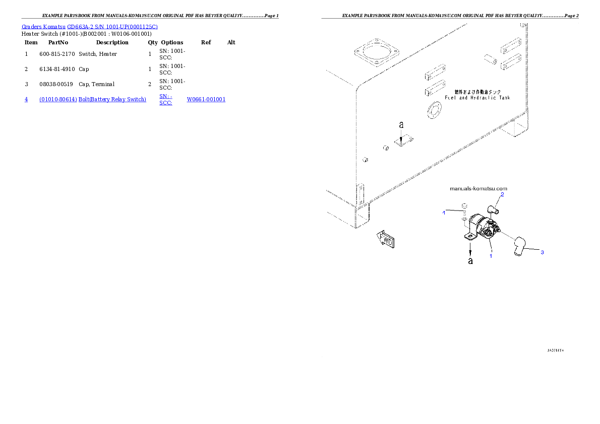 GD663A-2 S/N 1001-UP Partsbook