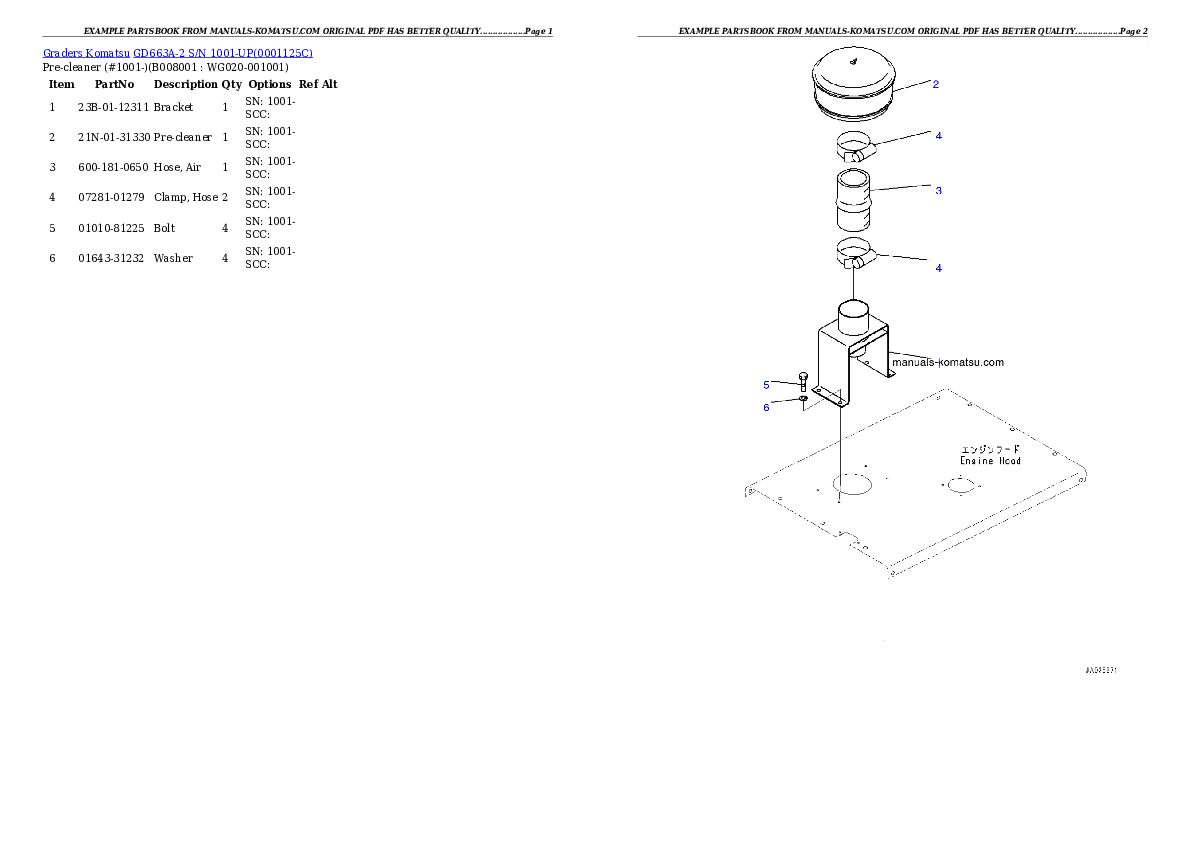 Protected: GD663A-2 S/N 1001-UP (PRE-CLEANER SPECIFICATION) Partsbook