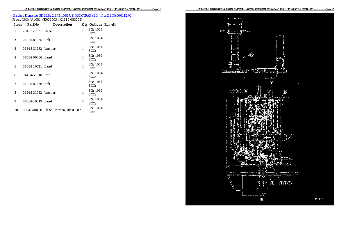 Protected: GD663A-2 S/N 1084-UP (KOMTRAX (3G) , For DSO) Partsbook