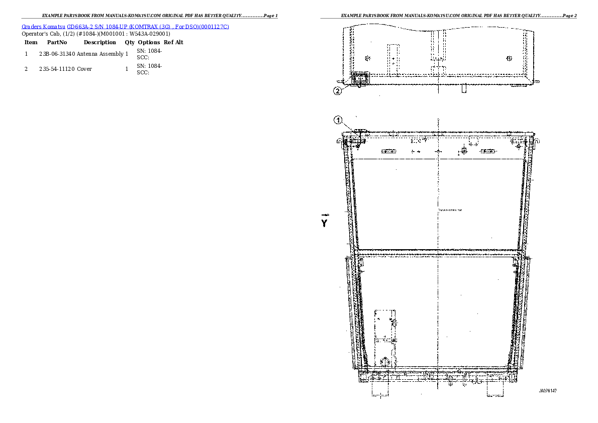 Protected: GD663A-2 S/N 1084-UP (KOMTRAX (3G) , For DSO) Partsbook