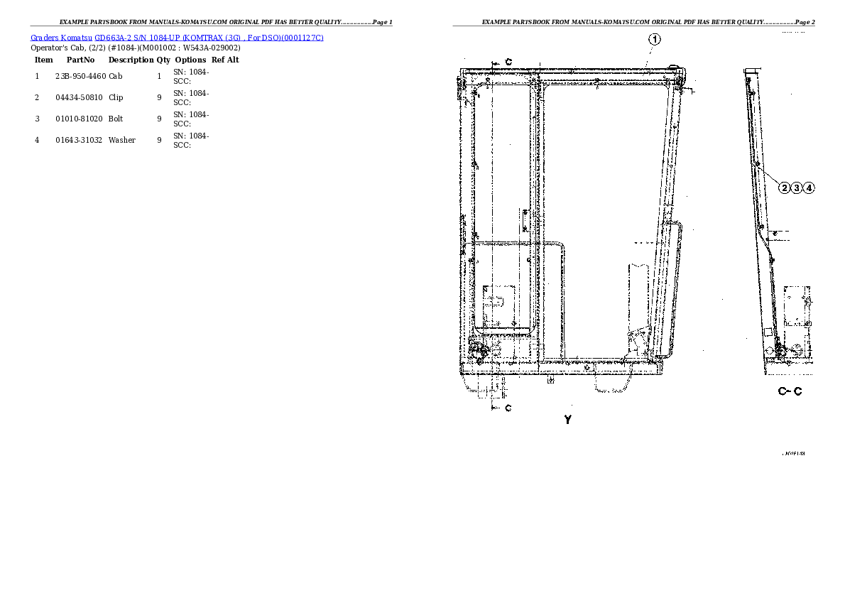 Protected: GD663A-2 S/N 1084-UP (KOMTRAX (3G) , For DSO) Partsbook