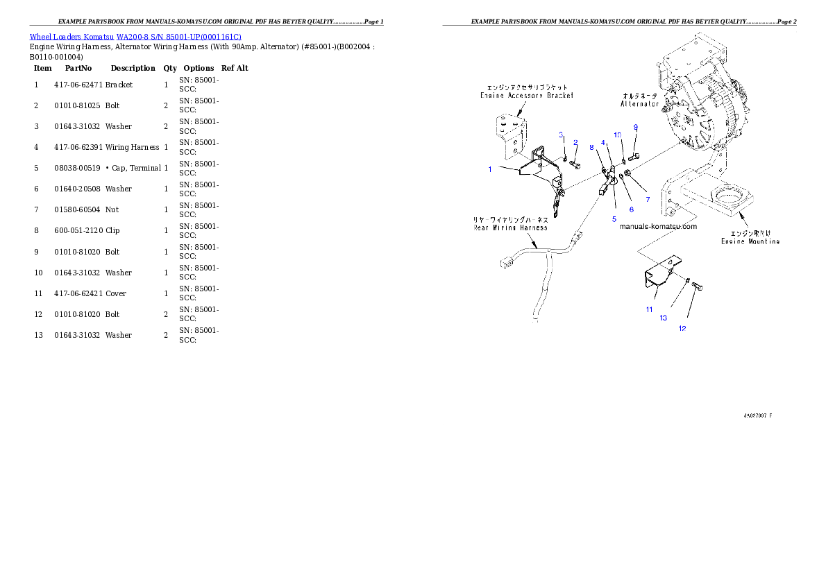 Protected: WA200-8 S/N 85001-UP Partsbook