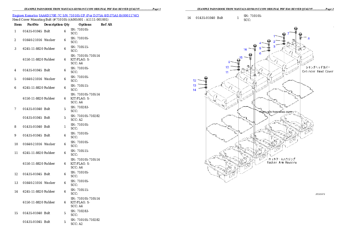 Protected: SAA6D170E-7C S/N 710105-UP (For D375A-8/D375AI-8) Partsbook