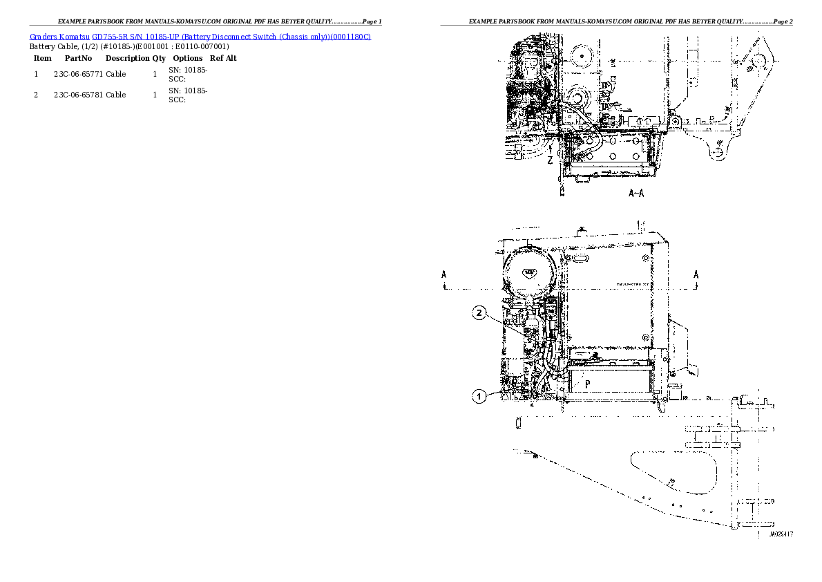 GD755-5R S/N 10185-UP (Battery Disconnect Switch (Chassis only)) Partsbook