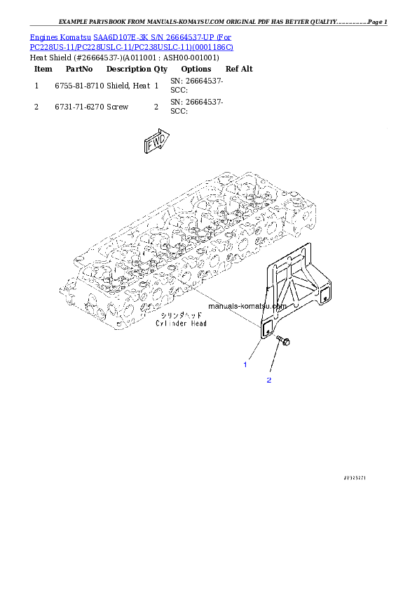 Protected: SAA6D107E-3K S/N 26664537-UP (For PC228US-11/PC228USLC-11/PC238USLC-11) Partsbook