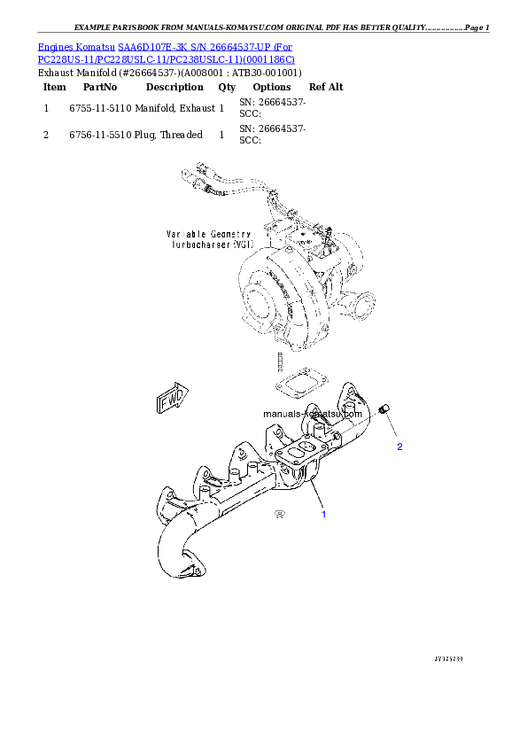 Protected: SAA6D107E-3K S/N 26664537-UP (For PC228US-11/PC228USLC-11/PC238USLC-11) Partsbook