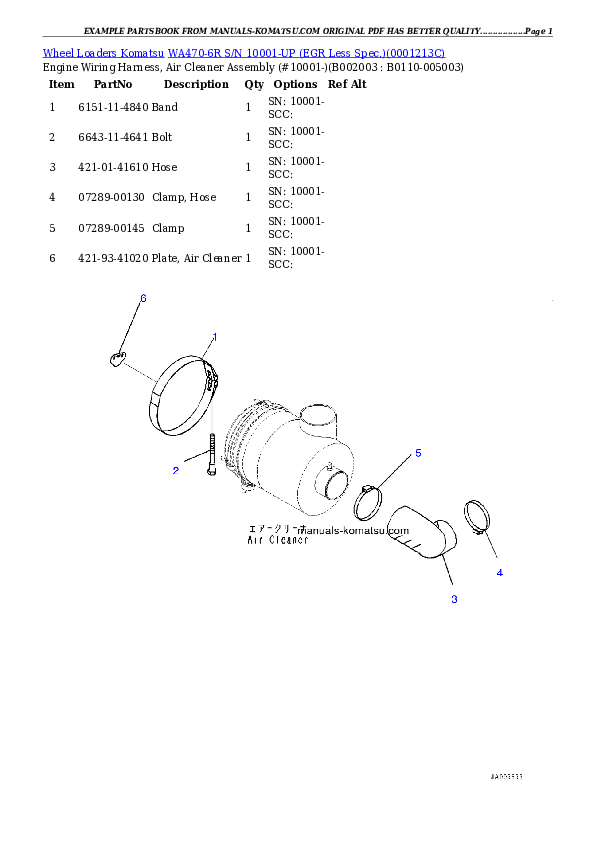 Protected: WA470-6R S/N 10001-UP (EGR Less Spec.) Partsbook