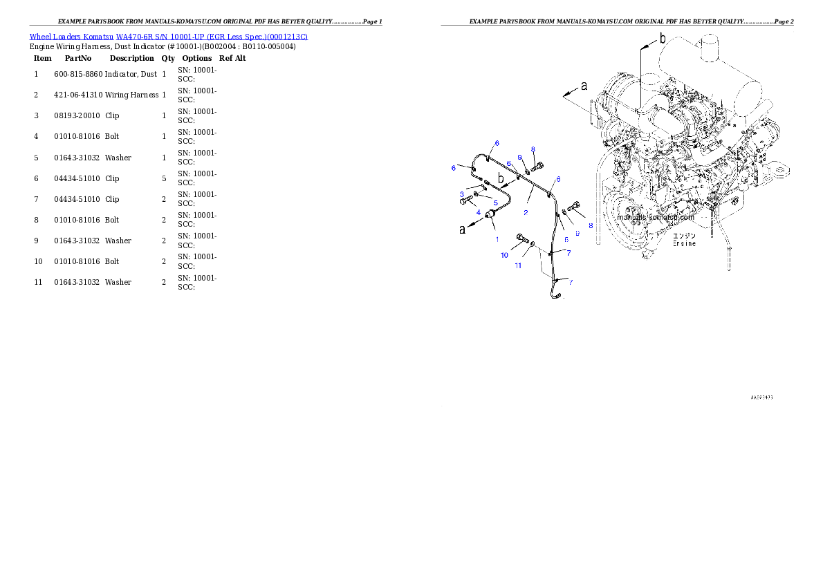 Protected: WA470-6R S/N 10001-UP (EGR Less Spec.) Partsbook