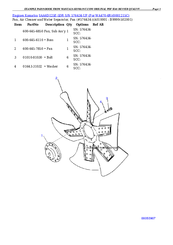 Protected: SAA6D125E-5DR S/N 576434-UP (For WA470-6R) Partsbook