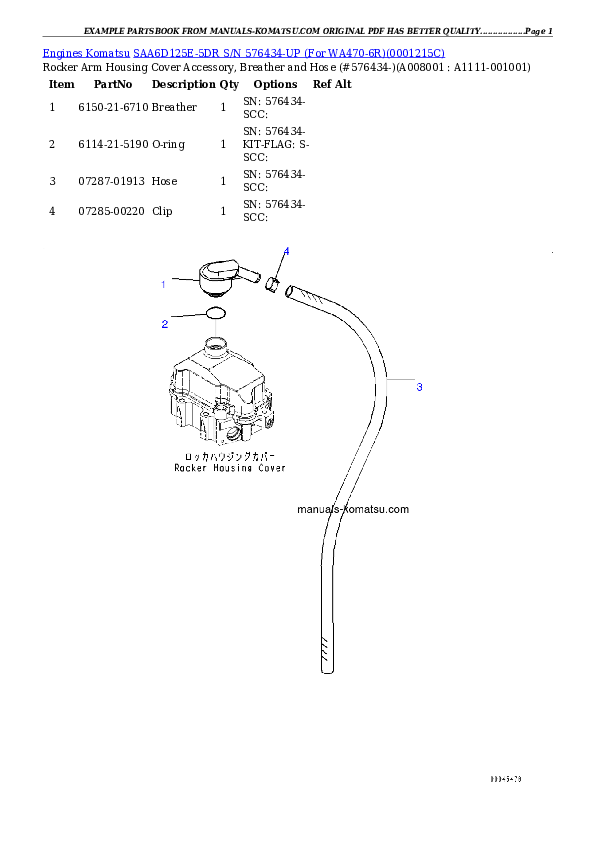 Protected: SAA6D125E-5DR S/N 576434-UP (For WA470-6R) Partsbook