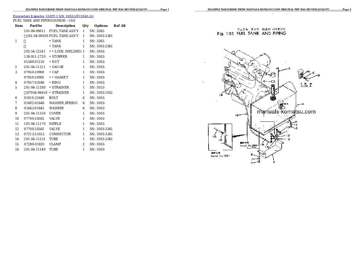 10-HT-1 S/N 1003-UP Partsbook