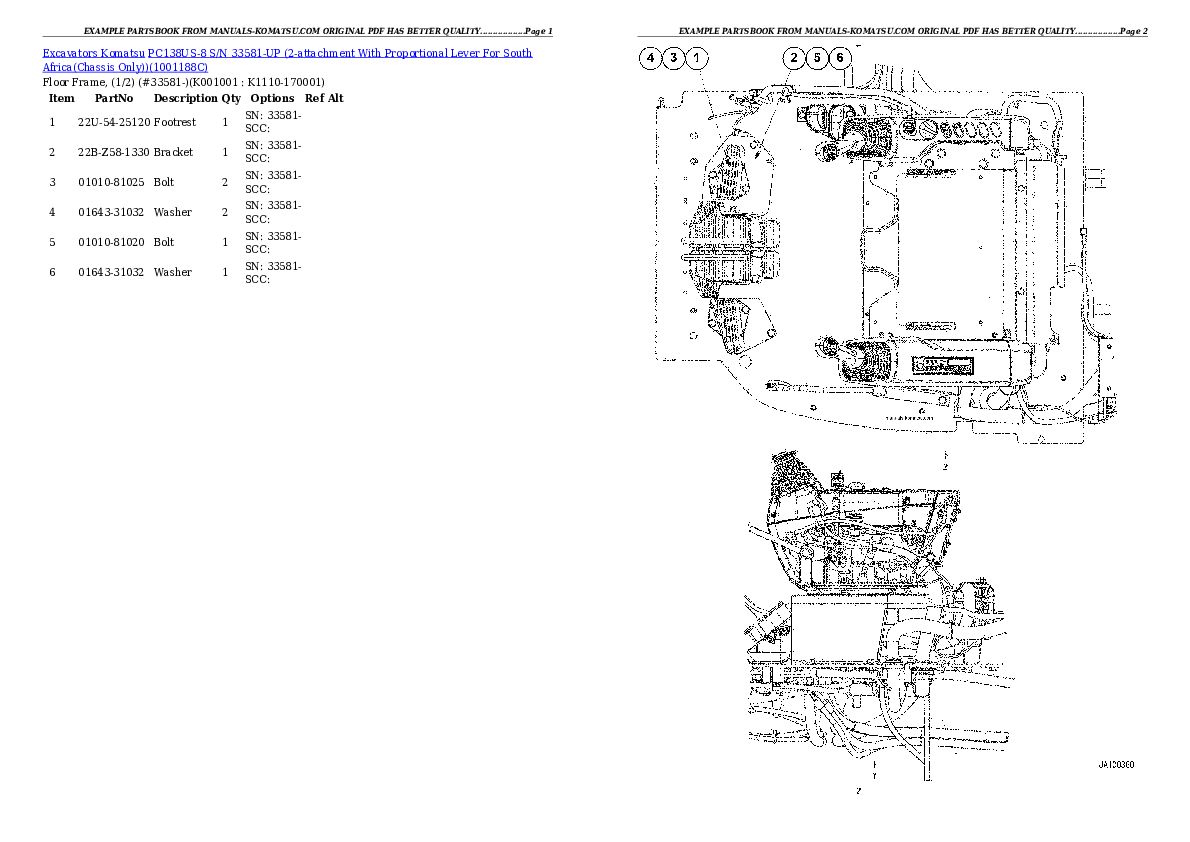 Protected: PC138US-8 S/N 33581-UP (2-attachment With Proportional Lever For South Africa(Chassis Only)) Partsbook