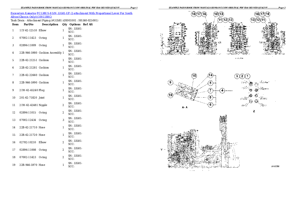 Protected: PC138US-8 S/N 33581-UP (2-attachment With Proportional Lever For South Africa(Chassis Only)) Partsbook