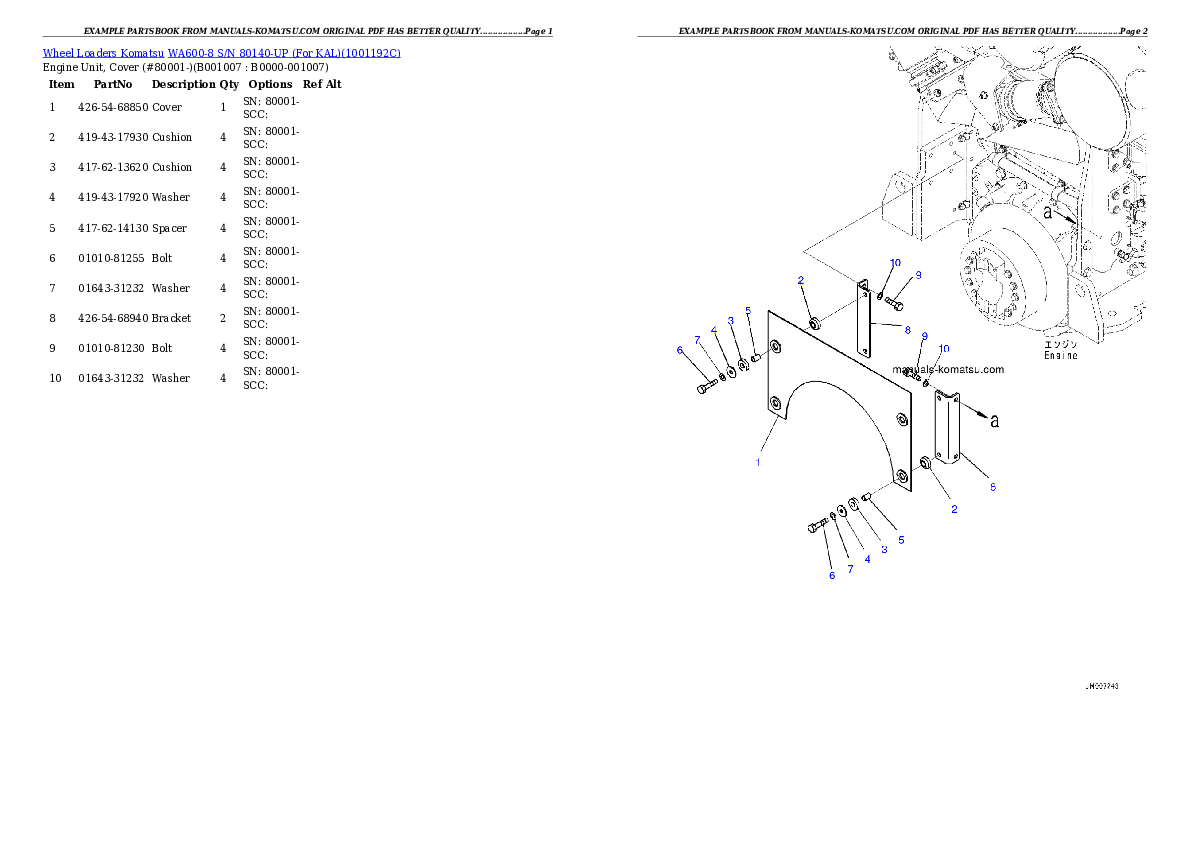 Protected: WA600-8 S/N 80140-UP (For KAL) Partsbook