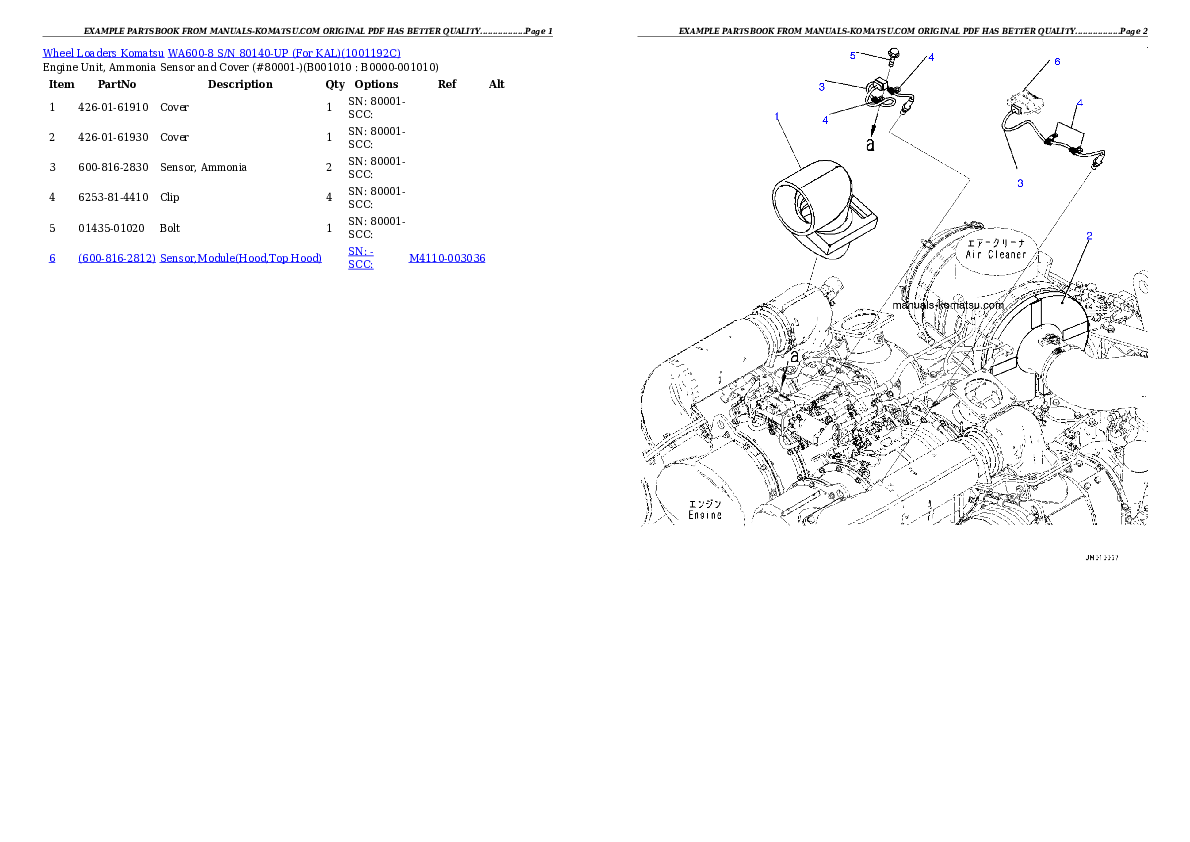 Protected: WA600-8 S/N 80140-UP (For KAL) Partsbook
