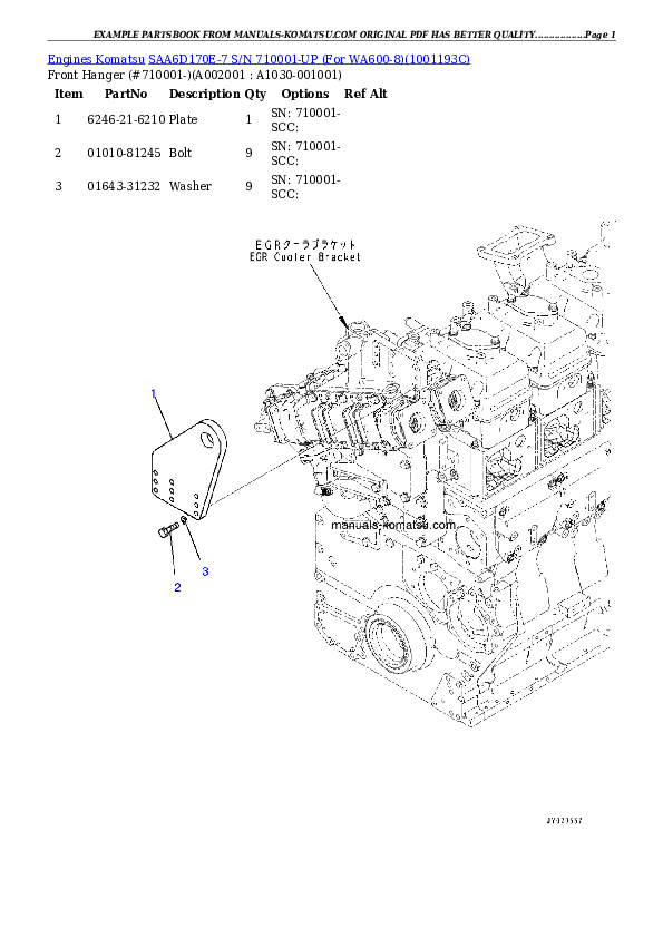 SAA6D170E-7 S/N 710001-UP (For WA600-8) Partsbook