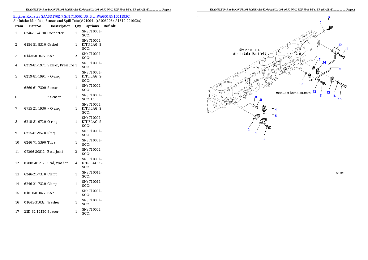 Protected: SAA6D170E-7 S/N 710001-UP (For WA600-8) Partsbook