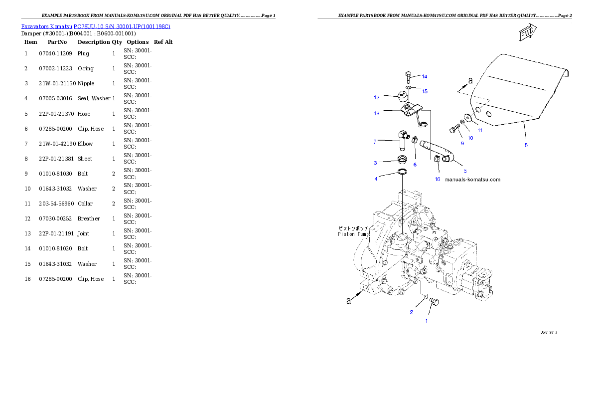 Protected: PC78UU-10 S/N 30001-UP Partsbook